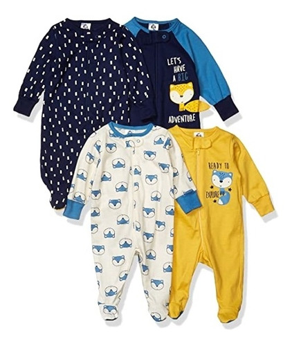 Ropa Para Bebe Pijamas De Algodón Paquete De 4 Talla 6-9m