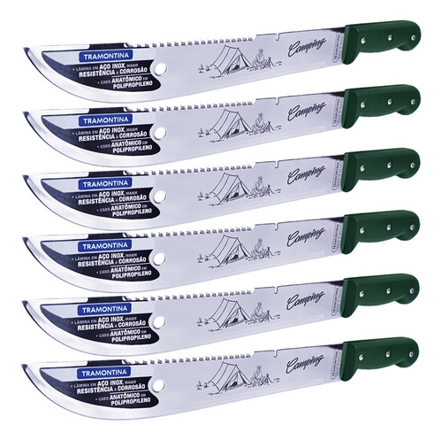 6 Facão Inox Tramontina Para Presente Mato Jardim Pesca Coco