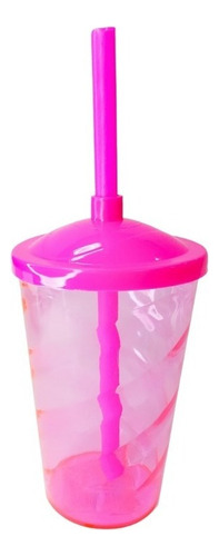 10 Copos Fest Twister 400 Ml Acrílico C/ Tampa E Canudo