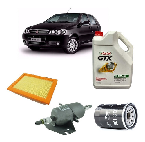 Kit 3 Filtros Fiat Palio Fire Castrol Gtx 15w40 4lts