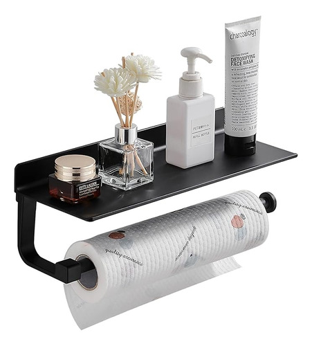 Wall Mount Paper Towel Holder With Shelf For Bathroom Kitche