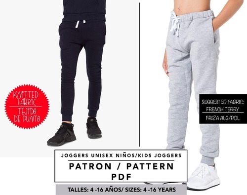 Molde De Costura, Patron Pantalon Joggers Nene , Imprimible