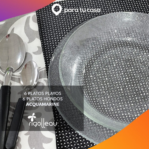 Set Vajilla Vidrio Completo 37 Piezas Platos Vasos Rigolleau