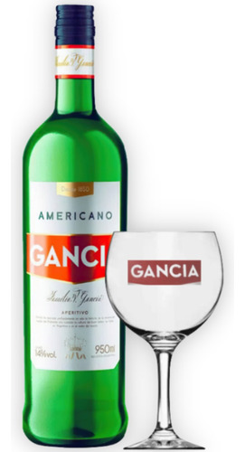 Gancia 950ml + Copa De Vidrio Gancia Transparente 600ml