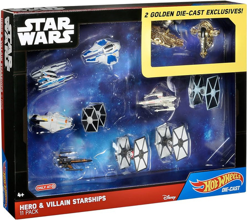 Hot Wheels Star Wars Héroes Y Villanos, Paquete De 11 Naves