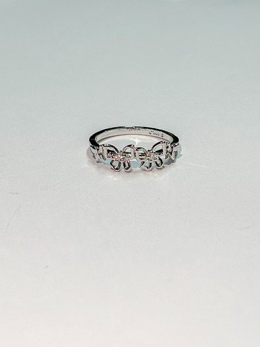 Anillo Con Moños Pequeños Plateado Enchapado En Plata Plateado 7us
