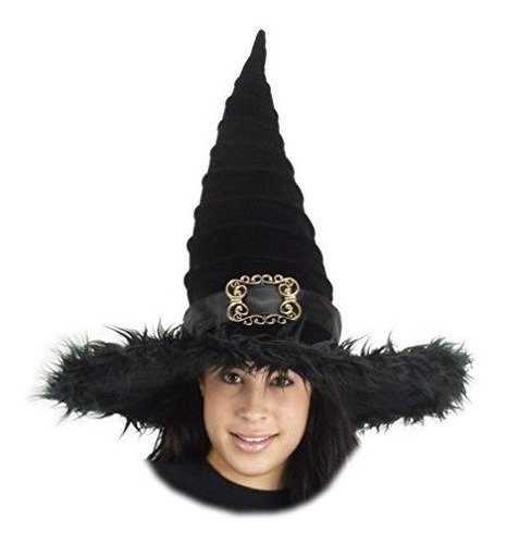 Disfraz Mujer - Sombrero De Bruja De Halloween Negro Con Heb
