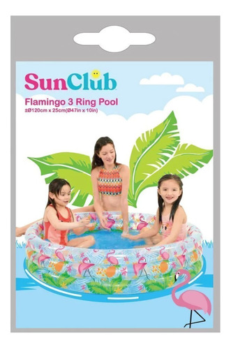 Imagen 4 de 5 de Pileta Redonda Inflable Flamenco 3 Anillos 190l Niño Verano
