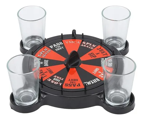 Juego De La Ruleta Retos Shots + 4 Vasos Amigos Bar