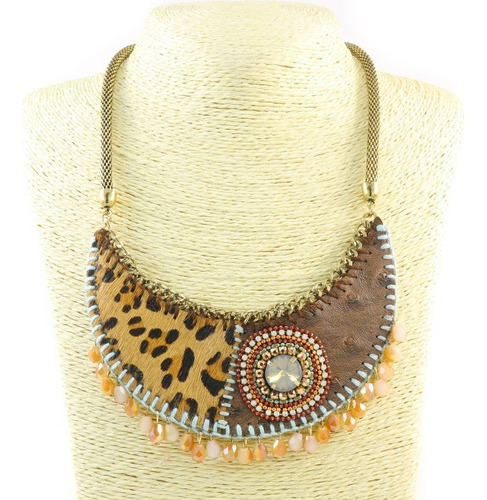 Collar Corto Aplique Animal Print Importados Exclusivos 