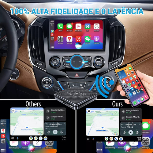iBoa Adaptador Carplay E Android Auto Sem Fio Wireless 2 Em 1