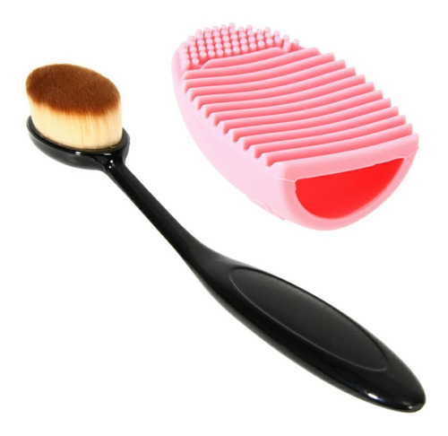Maquillaje,set Limpiador De Brocha+cepillo Aplicador De Base