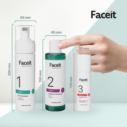 Imagen 6 de 9 de Sistema O Rutina Contra Acné De Tres Pasos Faceit
