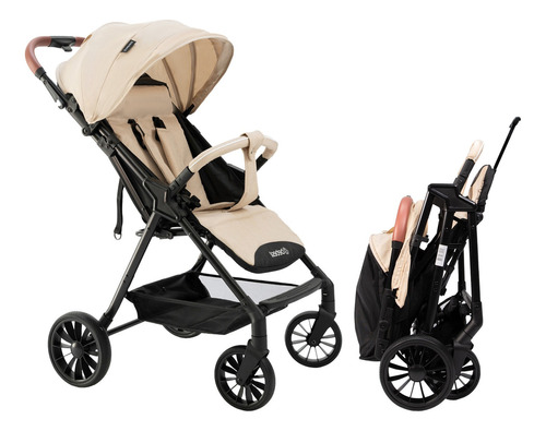 Carriola Bebesit Sprint Carriola De Baston Plegable Paseo Color Beige Chasis Negro