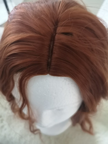 Peluca Pelirroja Corta Naranja Cabello Rizado Curly Color café Tamaño de la base unitalla