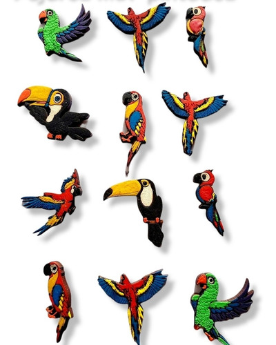 Pájaros Pajaritos Docena De Mdf Pintados A Mano Accesorios