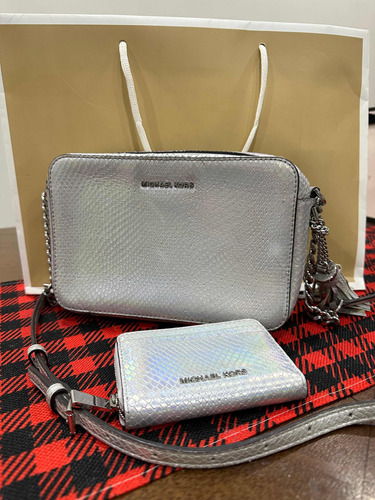 Bolsa Dama Crossbody Michael Kors Plata Original Semi Nueva