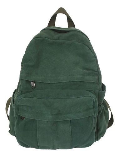 Mochila De Lona Vintage Para Mujer Ideal Para Laptop Verde 3