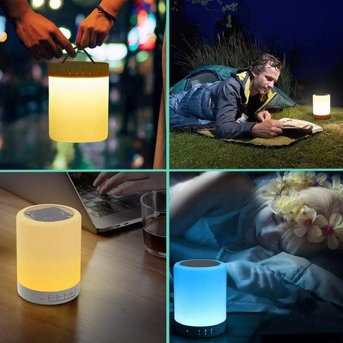 Bocina Bluetooth Y Lámpara De Mesa Led Recargable Touch