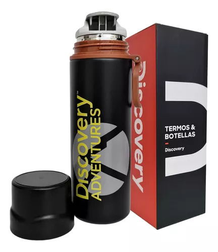 Botella Termíca Deportiva 450 Ml Discovery Acero Pico Flip Color Negro