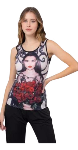 Musculosa Mujer Estampada Seda Fría Liviana