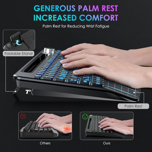 Combo Teclado + Mouse Inalámbrico 2.4g, Iluminado, Recargabl