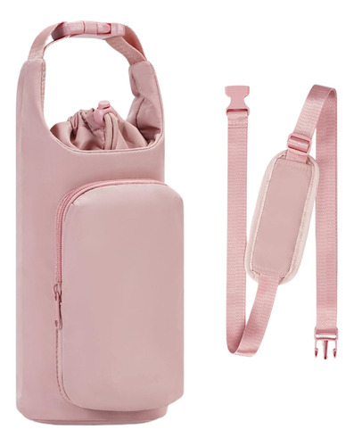 Funda Botella Vaso Termico Con Correa Varios Colores Rosa