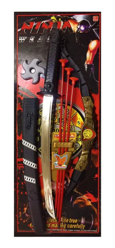Set Ninja Arco Flecha Espada Y Shuriken Juguete Para Niños