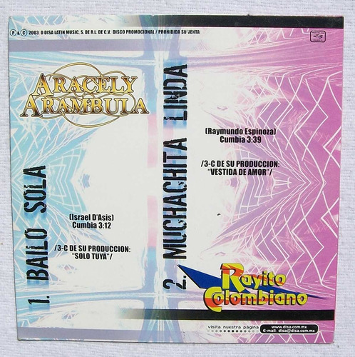 Aracely Arambula Rayito Colombiano. Cd Promo Disa 2003 | Meses sin intereses