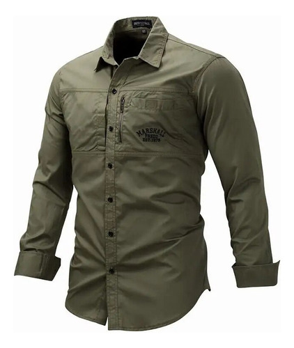 Camisa Militar Tactical Cargo, Manga Larga, Multibolsillos,