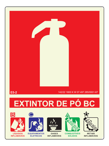 Placa De Sinalização Extintor Pó Químico Bc 15x20