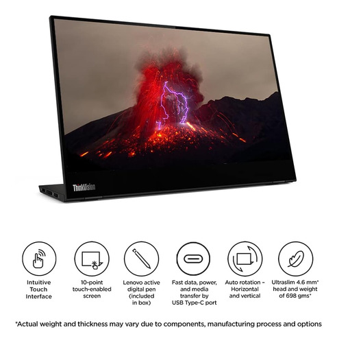 Monitor Thinkvision M14t Usb-c Mobile With Touch Screen - Bl