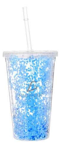 Vaso Termico Acrilico Glitter Brillante Colores Popote 420ml Color Azul