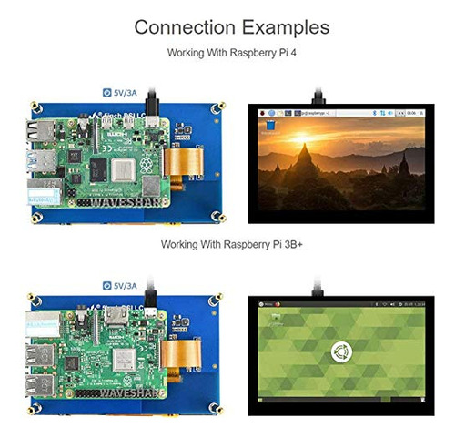 Monitor Táctil 5puLG Para Raspberry Pi 4b/3b/3a+/2b,