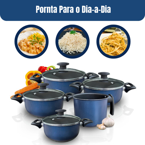 Conjunto Jogo De Caçarola Panelas C/ Fervedor Antiaderente