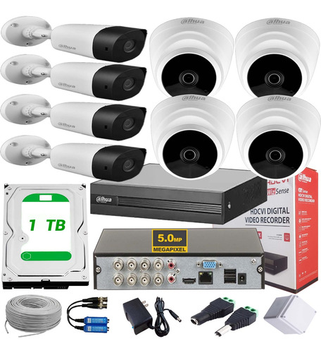 Kit Cctv 5 Mpx Dahua Dvr 8 Ch + 8 Cámaras 5 Mpx + Disco D 