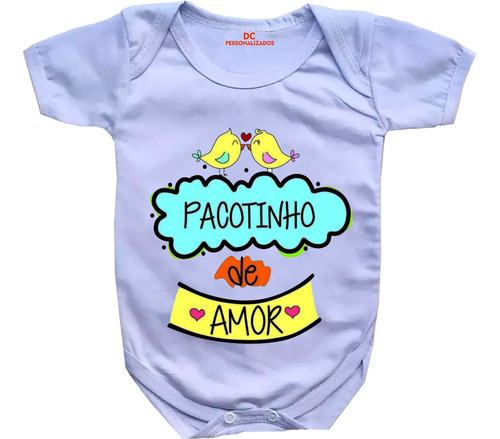 Body Bebê Frases Pacotinho De Amor Unissex C159