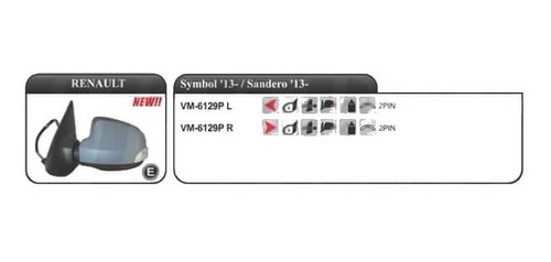 Espejo Renault Symbol 2013/17 Man Interm P/pintar 2pin Izq