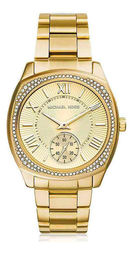 Reloj de pulsera Michael Kors Parker Michael Kors Mk6134/4Dn para mujer con cuerpo dorado, para mujer, con correa de acero dorado, bisel dorado, luz dorada