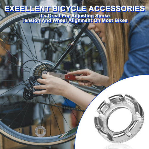 Llave De Radios 6 En 1 Para Bicicleta Ajuste Y Reparación Tono Plata