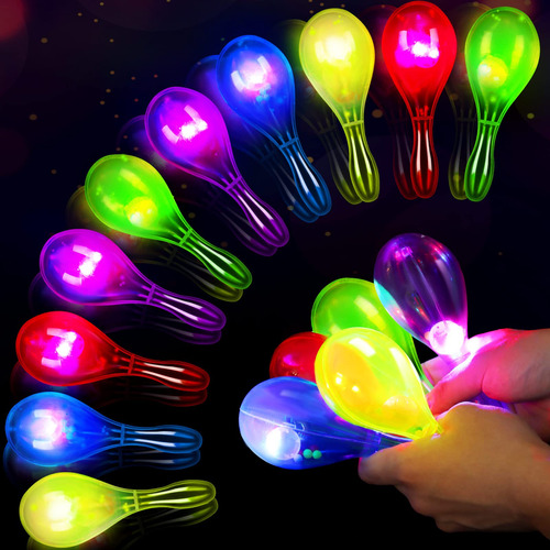 Maracas Con Luces Led Multicolor De 6.3 Pulgadas 20 Piezas