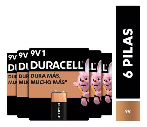 Pack 6 Baterías Alcalinas Duracell Blíster 9v