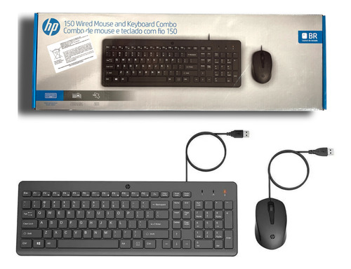 Kit Mouse E Teclado Com Fio 150 Hp
