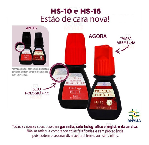 Imagem 3 de 7 de Cola Elite Hs16 3ml Extensão De Cílios Premium Black Glue +
