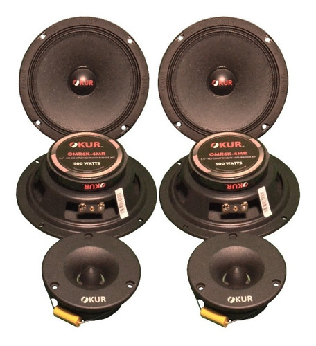 Set De Medios Rangos 6.5´´ Okur Omr6k-4mr 1000w Open Show