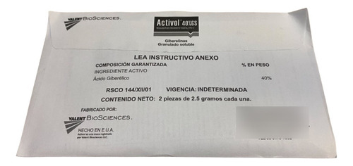 Activol A Giberelico 3 Sobres De 5 Gramos