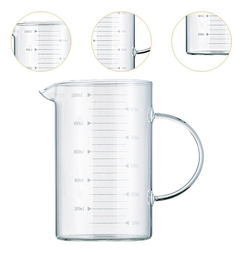 Taza Medidora De Vidrio, Taza De Vidrio Con Alto 1000ml