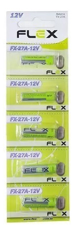 Pilha bateria Flex 27A cilíndrica 12V 5 unidades
