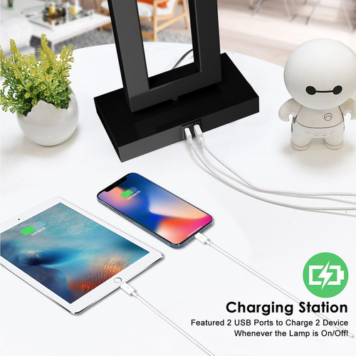 Lámparas De Mesa Blancas Y Negras Con Control Táctil Usb