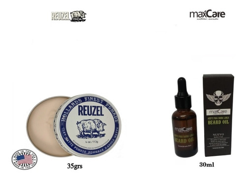 Kit Aceite Barba, Cera Capilar Reuzel Clay Hold Barberia